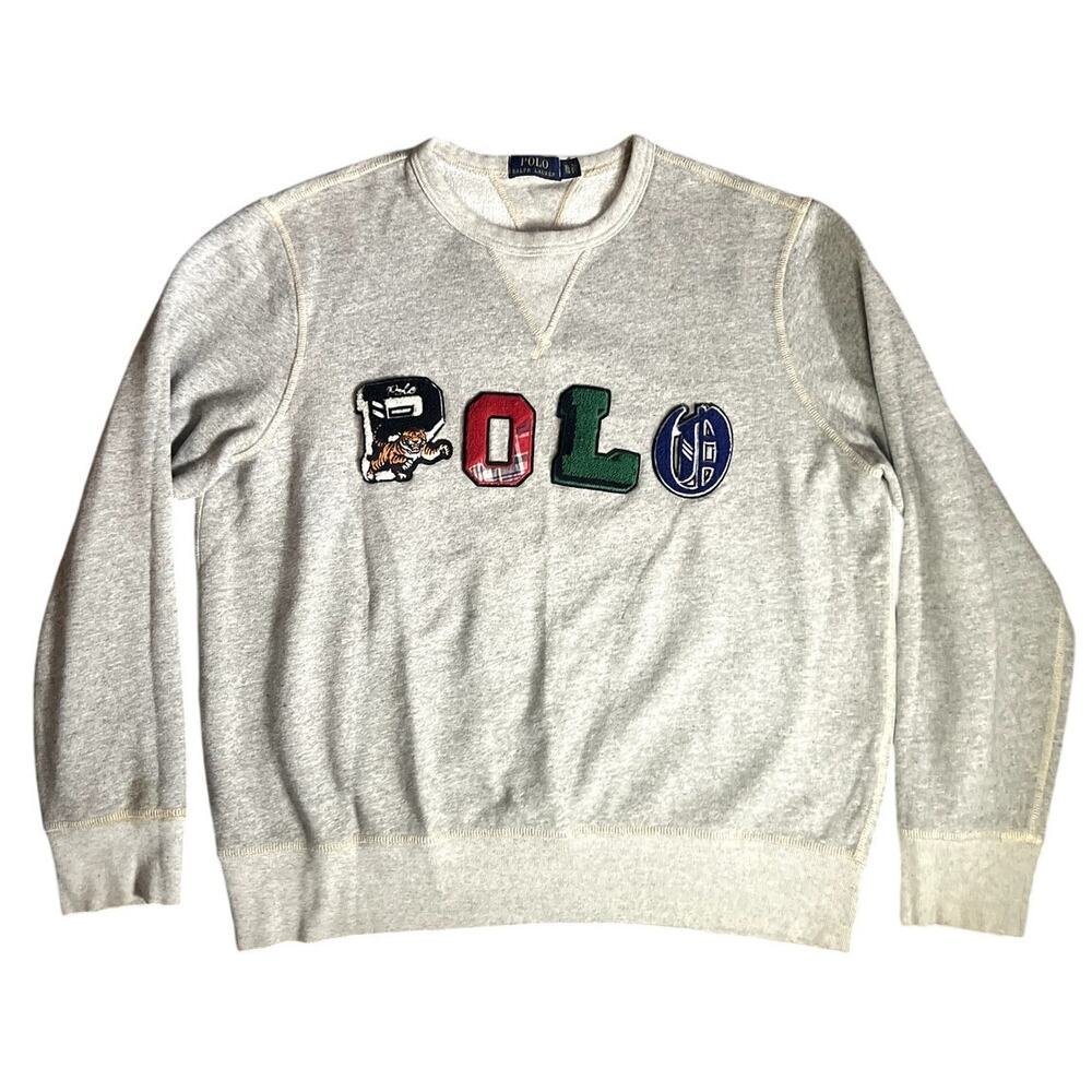 Polo Ralph Lauren Varsity Spellout Yale Logo-Patch Graphic Sweatshirt Mens XL